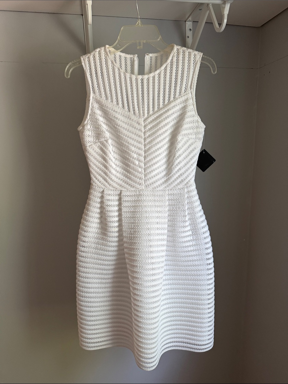 White Sleeveless Textured Fit & Flare Dress